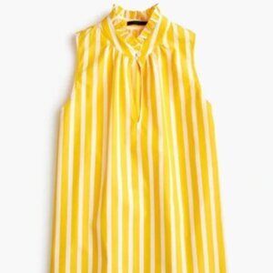 Yellow and White Striped Sleeveless Blouse